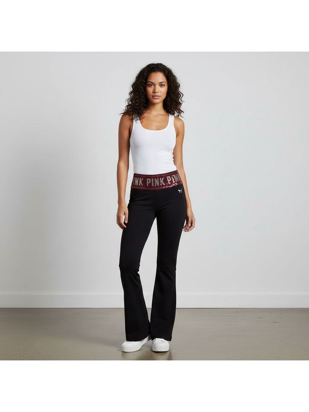 Pink Victoria's Secret Sequin Flared Yoga Pants Small